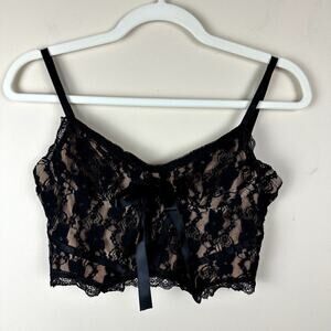 Women's Black Lace Bustier Corset Crop Top Bralette Fairy Grunge Whimsigoth S